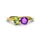 1 - Tanya Oval Shape Peridot & Cushion Shape Amethyst 2 Stone Duo Ring 