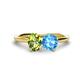 1 - Tanya Oval Shape Peridot & Cushion Shape Blue Topaz 2 Stone Duo Ring 