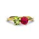 1 - Tanya Oval Shape Peridot & Cushion Shape Ruby 2 Stone Duo Ring 