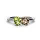 1 - Tanya Oval Shape Peridot & Cushion Shape Smoky Quartz 2 Stone Duo Ring 