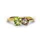 1 - Tanya Oval Shape Peridot & Cushion Shape Smoky Quartz 2 Stone Duo Ring 