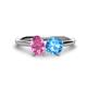 1 - Tanya Oval Shape Pink Sapphire & Cushion Shape Blue Topaz 2 Stone Duo Ring 