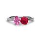 1 - Tanya Oval Shape Pink Sapphire & Cushion Shape Ruby 2 Stone Duo Ring 