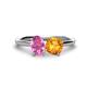 1 - Tanya Oval Shape Pink Sapphire & Cushion Shape Citrine 2 Stone Duo Ring 