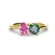 1 - Tanya Oval Shape Pink Sapphire & Cushion Shape Lab Created Alexandrite 2 Stone Duo Ring 