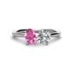 1 - Tanya Oval Shape Pink Sapphire & Cushion Shape Forever One Moissanite 2 Stone Duo Ring 