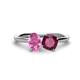 1 - Tanya Oval Shape Pink Sapphire & Cushion Shape Rhodolite Garnet 2 Stone Duo Ring 