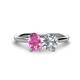 1 - Tanya Oval Shape Pink Sapphire & Cushion Shape IGI Certified Lab Grown Diamond 2 Stone Duo Ring 