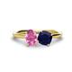 1 - Tanya Oval Shape Pink Sapphire & Cushion Shape Blue Sapphire 2 Stone Duo Ring 