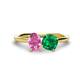 1 - Tanya Oval Shape Pink Sapphire & Cushion Shape Emerald 2 Stone Duo Ring 