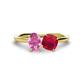 1 - Tanya Oval Shape Pink Sapphire & Cushion Shape Ruby 2 Stone Duo Ring 