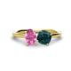 1 - Tanya Oval Shape Pink Sapphire & Cushion Shape London Blue Topaz 2 Stone Duo Ring 