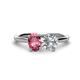 1 - Tanya Oval Shape Pink Tourmaline & Cushion Shape GIA Certified Diamond 2 Stone Duo Ring 