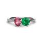 1 - Tanya Oval Shape Pink Tourmaline & Cushion Shape Emerald 2 Stone Duo Ring 