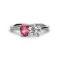 1 - Tanya Oval Shape Pink Tourmaline & Cushion Shape Forever Brilliant Moissanite 2 Stone Duo Ring 