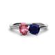 1 - Tanya Oval Shape Pink Tourmaline & Cushion Shape Blue Sapphire 2 Stone Duo Ring 