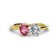 1 - Tanya Oval Shape Pink Tourmaline & Cushion Shape GIA Certified Diamond 2 Stone Duo Ring 
