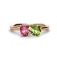 1 - Tanya Oval Shape Pink Tourmaline & Cushion Shape Peridot 2 Stone Duo Ring 