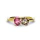 1 - Tanya Oval Shape Pink Tourmaline & Cushion Shape Smoky Quartz 2 Stone Duo Ring 