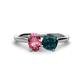 1 - Tanya Oval Shape Pink Tourmaline & Cushion Shape London Blue Topaz 2 Stone Duo Ring 