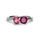 1 - Tanya Oval Shape Pink Tourmaline & Cushion Shape Rhodolite Garnet 2 Stone Duo Ring 
