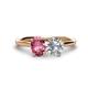 1 - Tanya Oval Shape Pink Tourmaline & Cushion Shape IGI Certified Lab Grown Diamond 2 Stone Duo Ring 