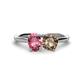 1 - Tanya Oval Shape Pink Tourmaline & Cushion Shape Smoky Quartz 2 Stone Duo Ring 