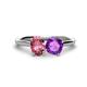 1 - Tanya Oval Shape Pink Tourmaline & Cushion Shape Amethyst 2 Stone Duo Ring 