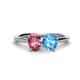 1 - Tanya Oval Shape Pink Tourmaline & Cushion Shape Blue Topaz 2 Stone Duo Ring 