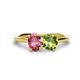 1 - Tanya Oval Shape Pink Tourmaline & Cushion Shape Peridot 2 Stone Duo Ring 