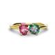 1 - Tanya Oval Shape Pink Tourmaline & Cushion Shape Lab Created Alexandrite 2 Stone Duo Ring 