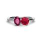 1 - Tanya Oval Shape Rhodolite Garnet & Cushion Shape Ruby 2 Stone Duo Ring 