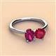 2 - Tanya Oval Shape Rhodolite Garnet & Cushion Shape Ruby 2 Stone Duo Ring 