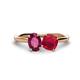 1 - Tanya Oval Shape Rhodolite Garnet & Cushion Shape Ruby 2 Stone Duo Ring 