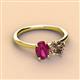 2 - Tanya Oval Shape Rhodolite Garnet & Cushion Shape Smoky Quartz 2 Stone Duo Ring 