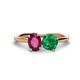 1 - Tanya Oval Shape Rhodolite Garnet & Cushion Shape Emerald 2 Stone Duo Ring 