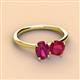 2 - Tanya Oval Shape Rhodolite Garnet & Cushion Shape Ruby 2 Stone Duo Ring 