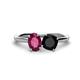 1 - Tanya Oval Shape Rhodolite Garnet & Cushion Shape Black Onyx 2 Stone Duo Ring 