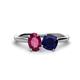 1 - Tanya Oval Shape Rhodolite Garnet & Cushion Shape Blue Sapphire 2 Stone Duo Ring 