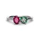 1 - Tanya Oval Shape Rhodolite Garnet & Cushion Shape Lab Created Alexandrite 2 Stone Duo Ring 