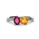 1 - Tanya Oval Shape Rhodolite Garnet & Cushion Shape Citrine 2 Stone Duo Ring 