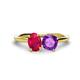 1 - Tanya Oval Shape Ruby & Cushion Shape Amethyst 2 Stone Duo Ring 