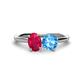 1 - Tanya Oval Shape Ruby & Cushion Shape Blue Topaz 2 Stone Duo Ring 