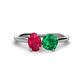 1 - Tanya Oval Shape Ruby & Cushion Shape Emerald 2 Stone Duo Ring 