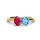 1 - Tanya Oval Shape Ruby & Cushion Shape Blue Topaz 2 Stone Duo Ring 