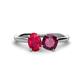 1 - Tanya Oval Shape Ruby & Cushion Shape Rhodolite Garnet 2 Stone Duo Ring 