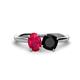 1 - Tanya Oval Shape Ruby & Cushion Shape Black Onyx 2 Stone Duo Ring 