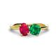 1 - Tanya Oval Shape Ruby & Cushion Shape Emerald 2 Stone Duo Ring 