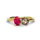 1 - Tanya Oval Shape Ruby & Cushion Shape Smoky Quartz 2 Stone Duo Ring 