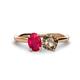 1 - Tanya Oval Shape Ruby & Cushion Shape Smoky Quartz 2 Stone Duo Ring 